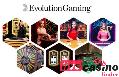 Evolution live casino spēles.