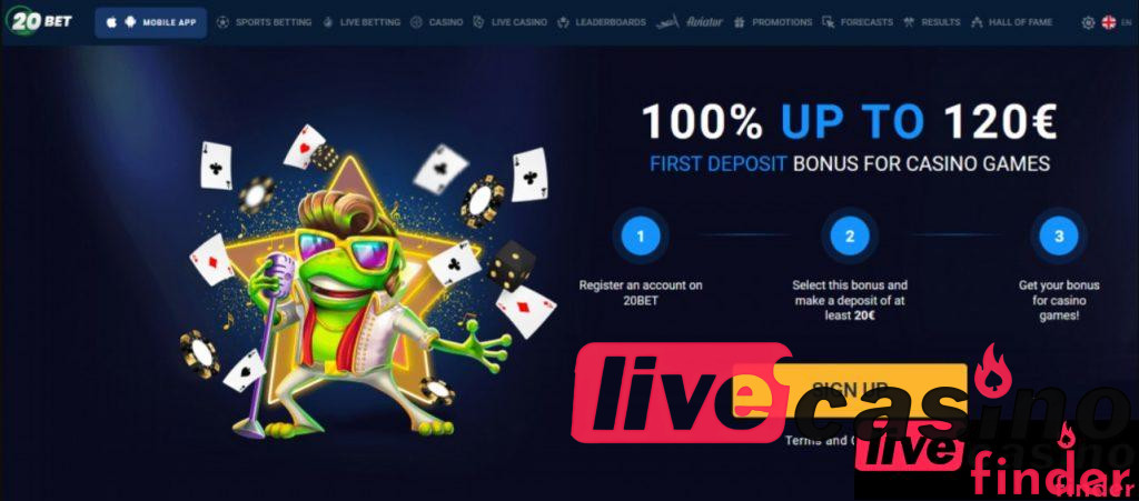 20Bet Live Casino First Deposit Bonus.