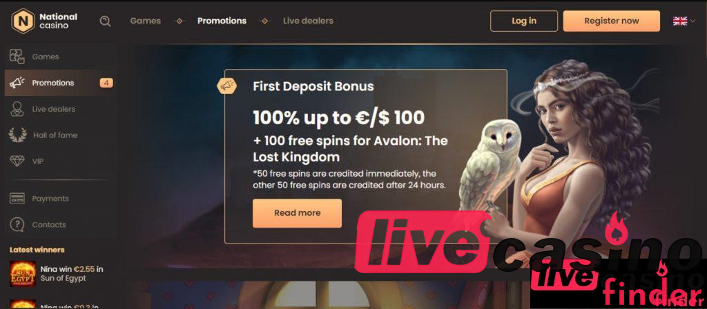 National Casino Live First Deposit Bonus.