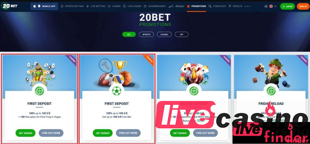 20Bet Live Casino Promotions.