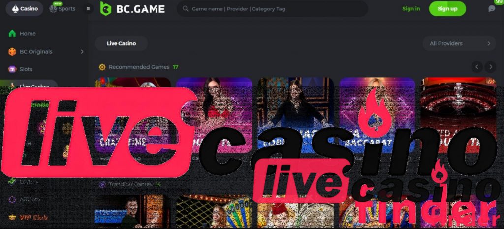 BC.Game Live Casino Rekommenderade spel.