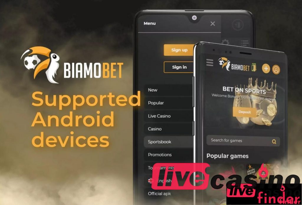 Biamobet Live Casino Поддерживаемые устройства Android.