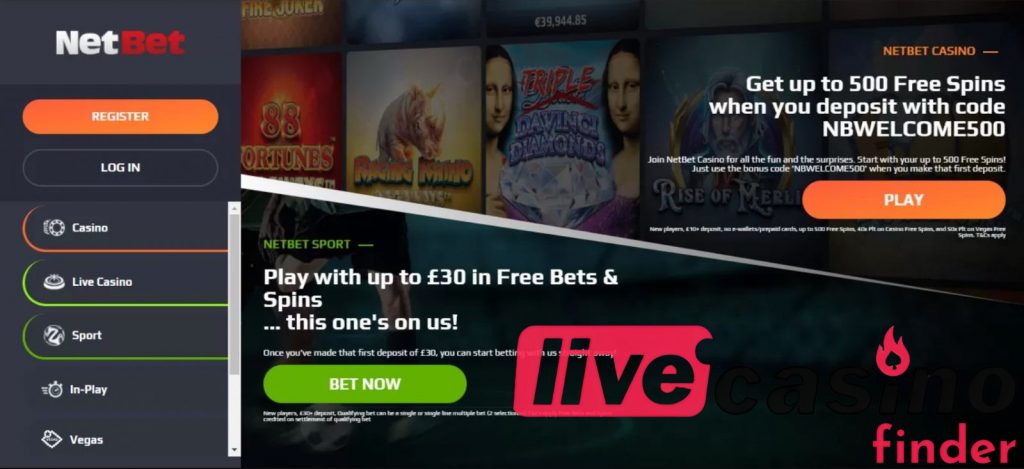 Bonus NetBet Live Casino Gratis Bets & Spins.
