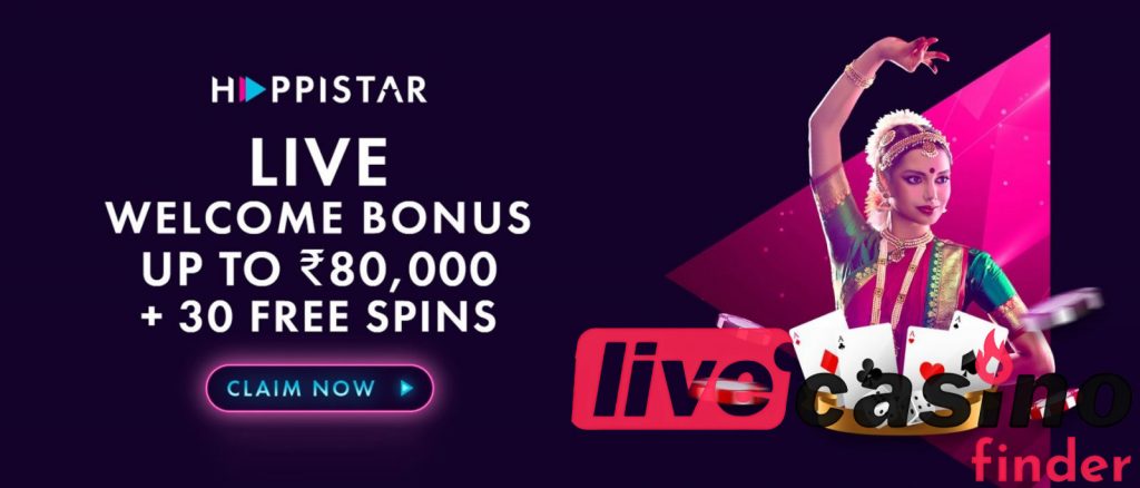Happistar Live kazino bonuss.