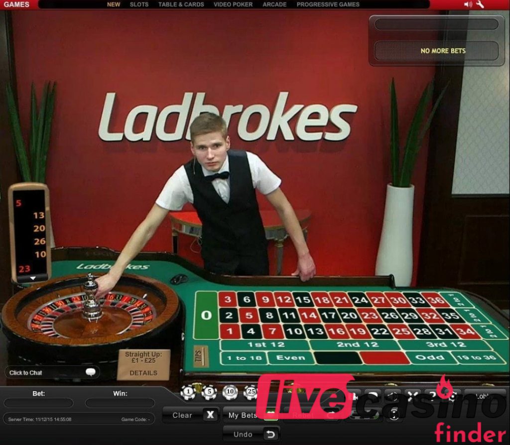 Ladbrokes Live Casino Spil roulette.