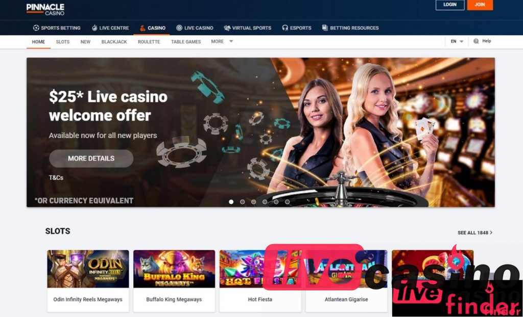Pinnacle WW Live Casino Welcome Offer.