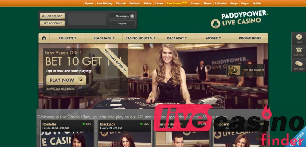 Play Now Paddy Power Live Casino.