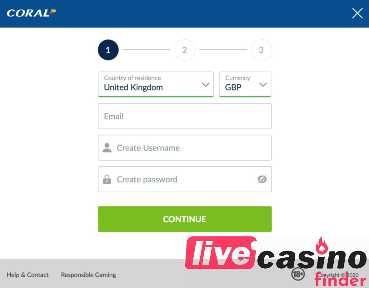 Register At Coral Live Casino.