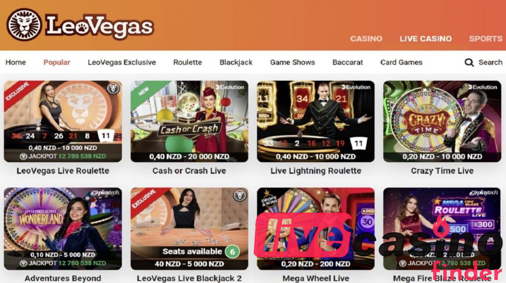 Casino LeoVegas Juegos en vivo.