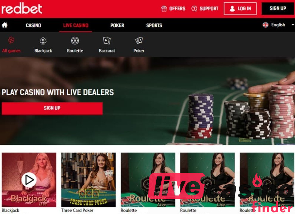 Redbet Play Casino Whih Live Dealers.