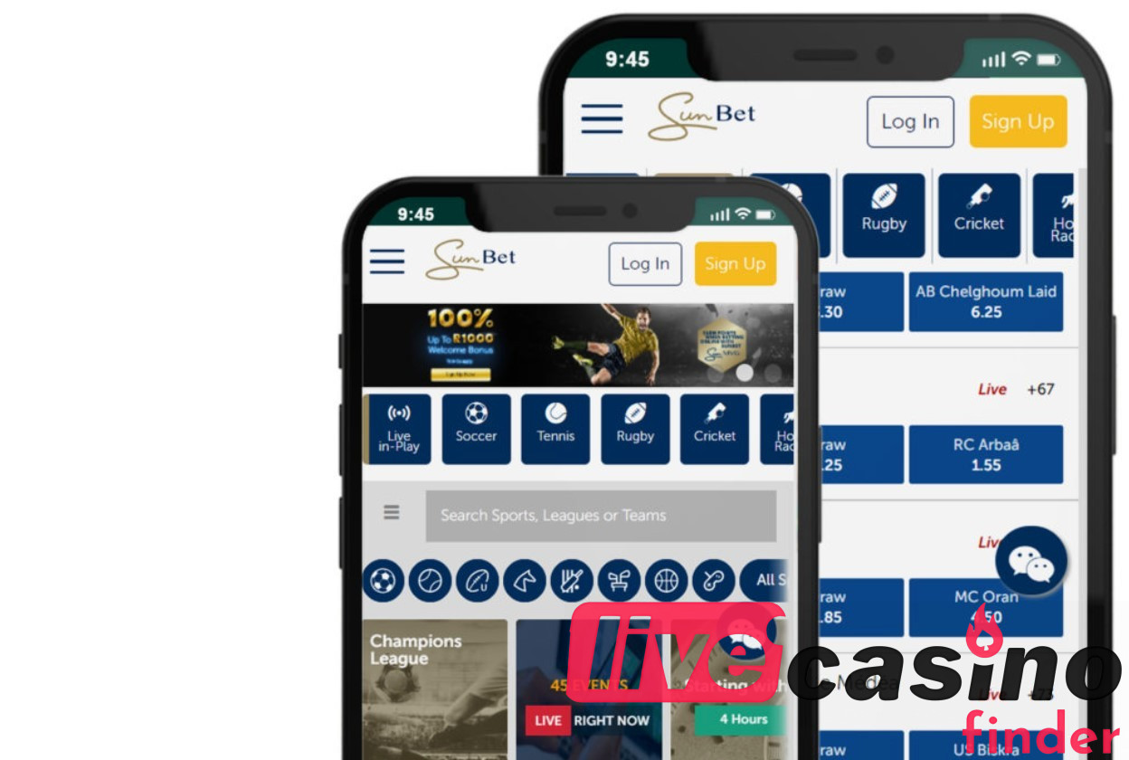 Sunbet Live Casino Mobile App.