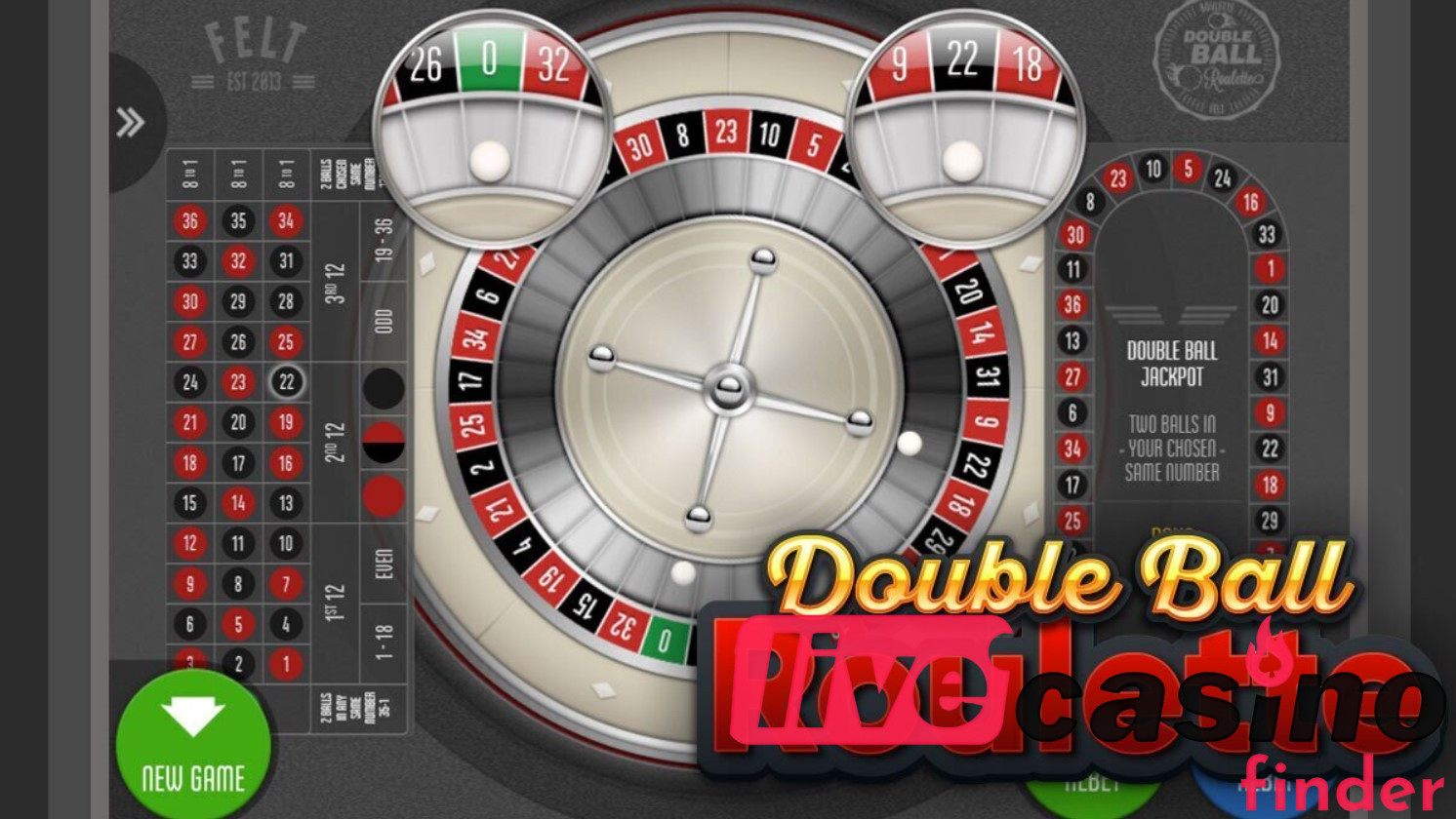 Juego de casino en vivo Ruleta de doble bola.