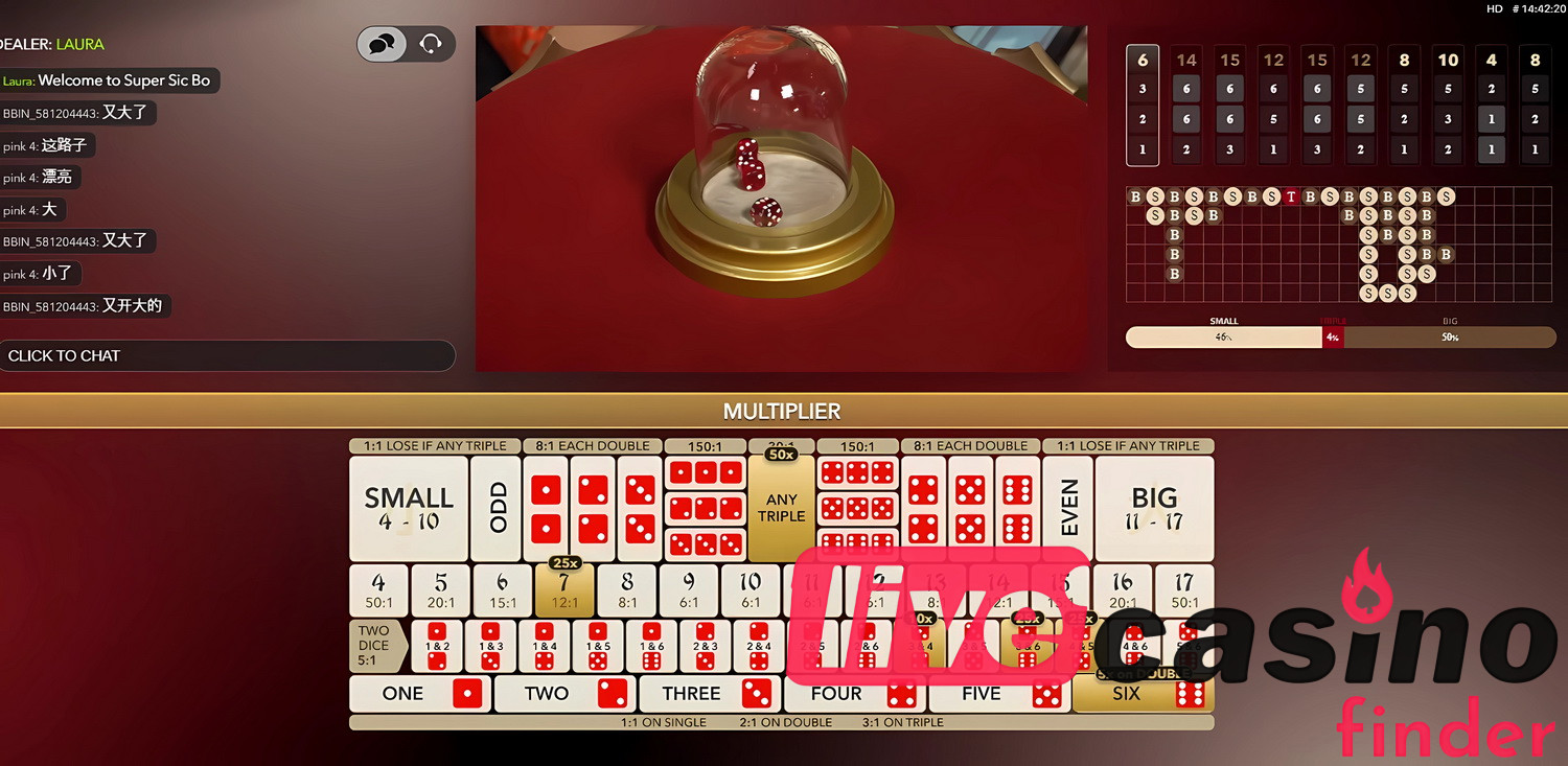 Live Casino Game Mega SicBo.