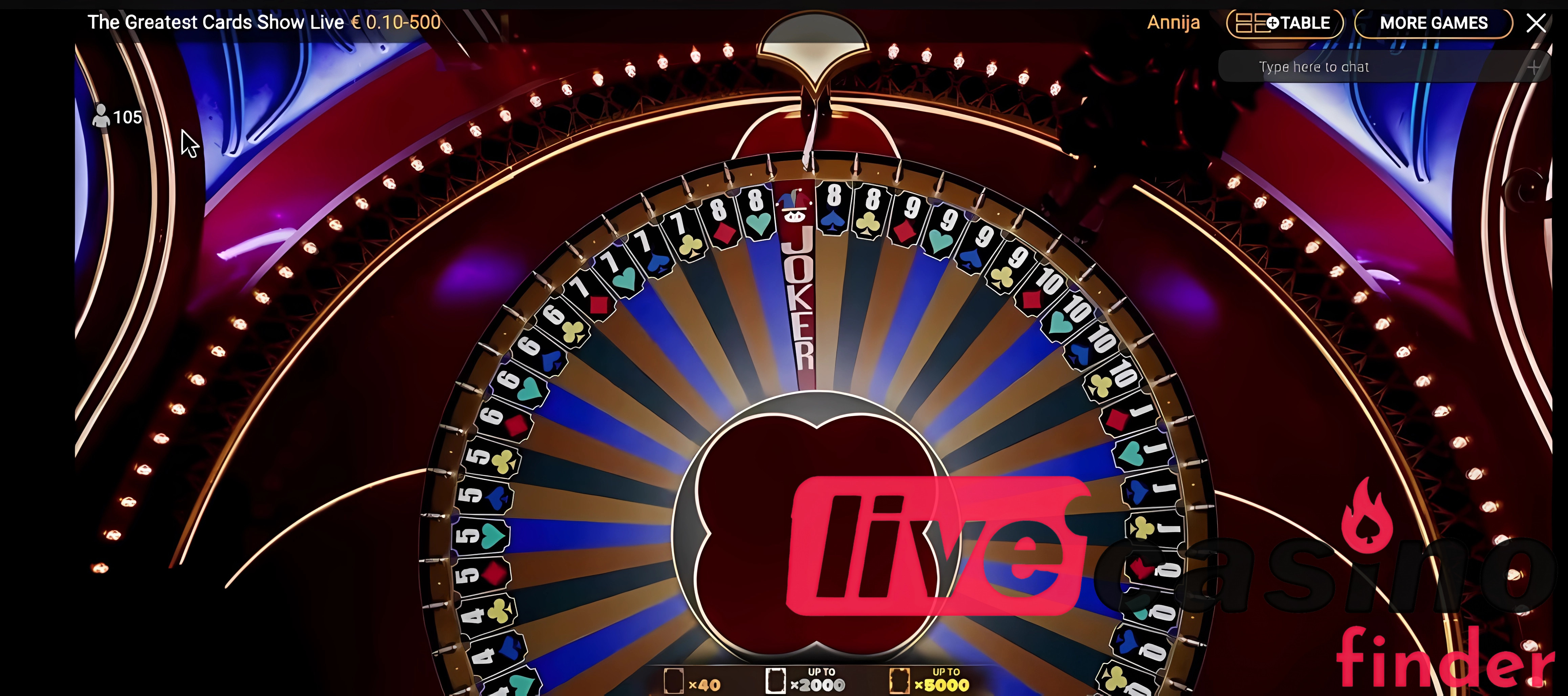 Live Casino Game The Greatest Cards Show.
